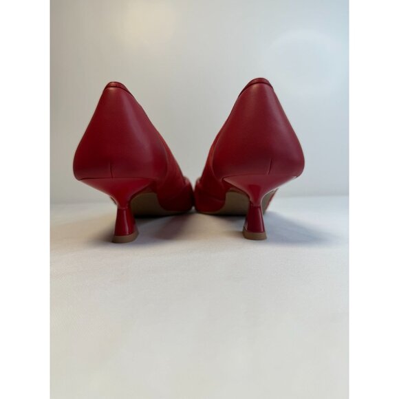 Franco Sarto Darcy Pumps Womens Size 8.5 Red Suede Pointed Toe Kitten Heel Shoes - Picture 8 of 13